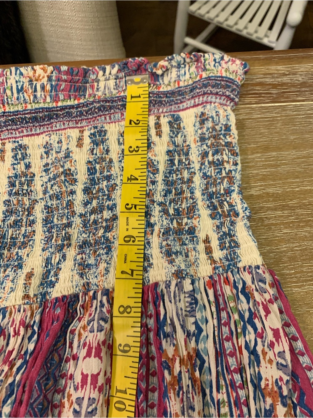 Angie Multicolor Smocked Maxi Dress in Blue, Pink, Cream-beautiful bohemian. - Picture 4 of 9